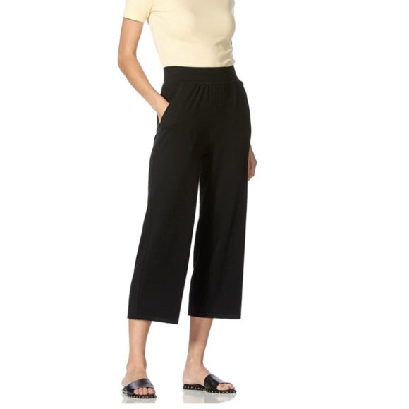 HUE U23450 The Curbside Cropped Wide Leg Pant Black - Picture 1 of 5